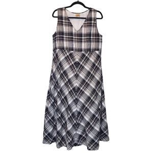 Tulip Plaid Lagenlook Sleeveless Summer Cotton Tank Dress Black White Size Small